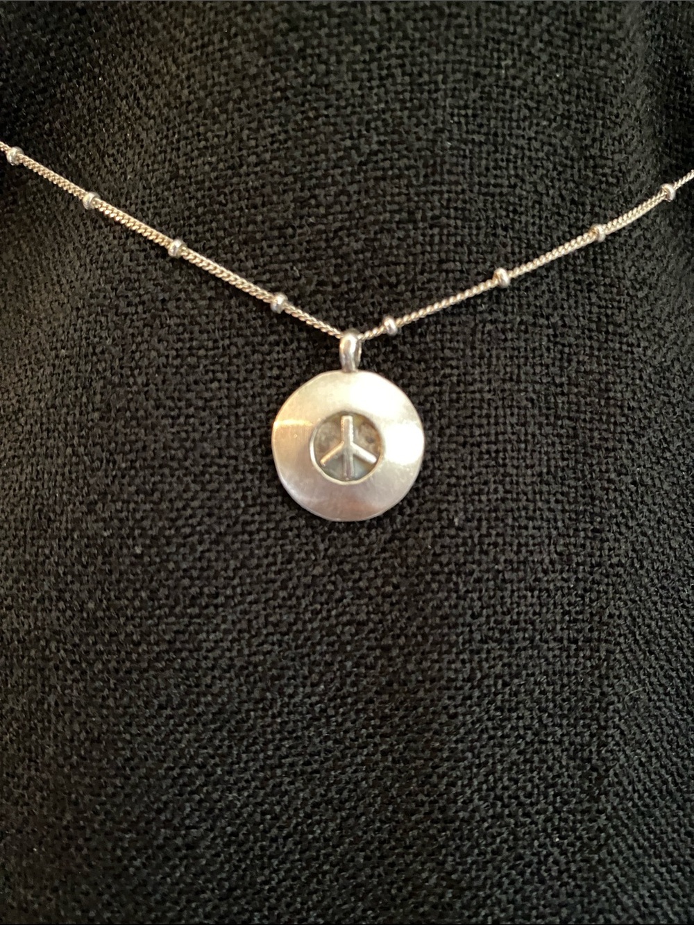 Satya Jewelry Sterling Silver 925 Peace Sign and Sanskrit Pendant Necklace 16”